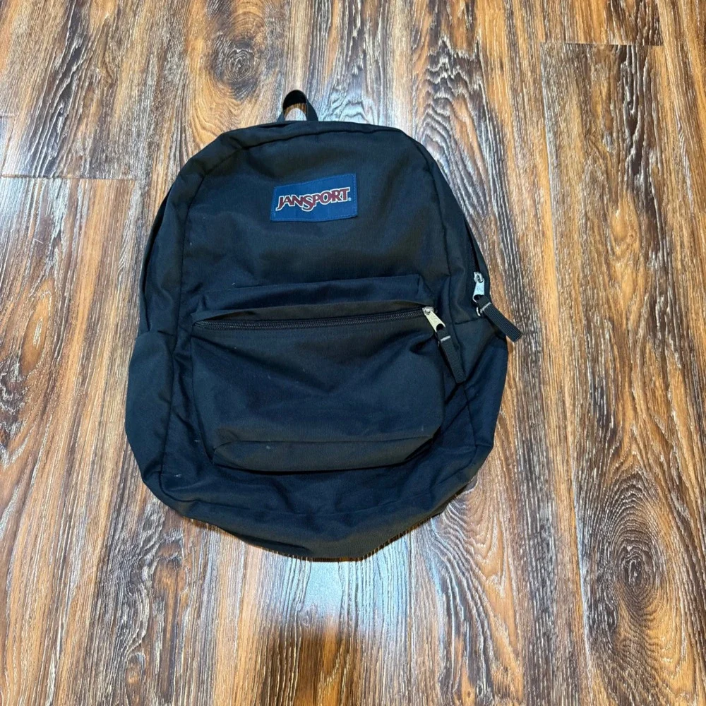 JanSport Backpack Black Classic School Travel Bookbag Padded Straps Bag FLAW